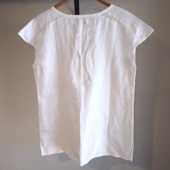 ❤️NWT Ellen Tracy Classic Linen Tunic w/ Crochet Trim - Picture 6 of 8